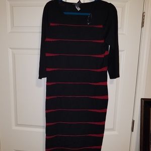 Black &Red Horizontal Sweater Dress Ashley Stewart